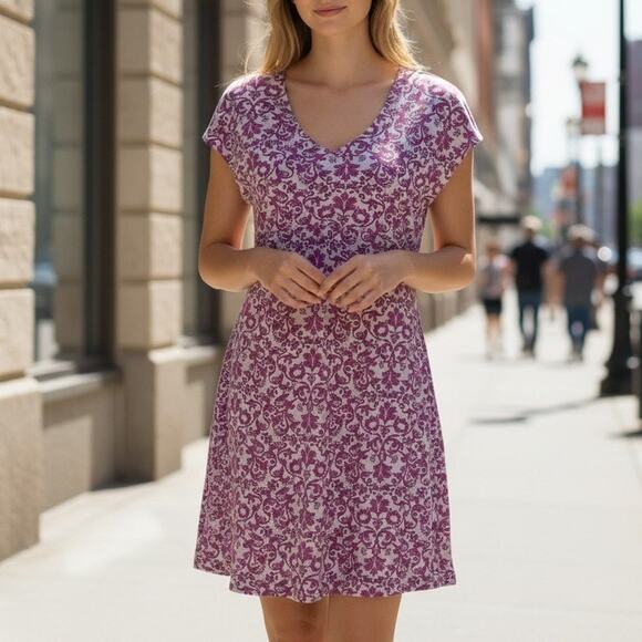 Title nine Dresses & Skirts - Title Nine Pink Paisley Daring Diamalete Short Sleeve Dress